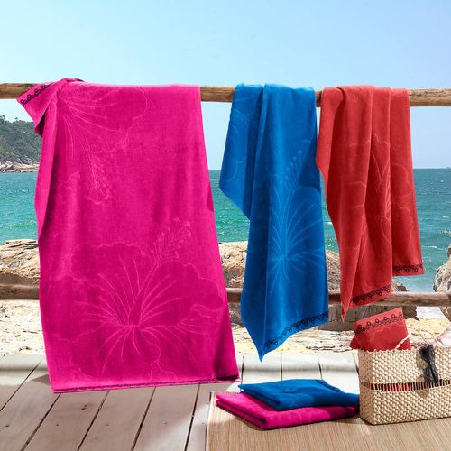 Toalha Praia Jacquard Hibiscus 440g/m² Buettner